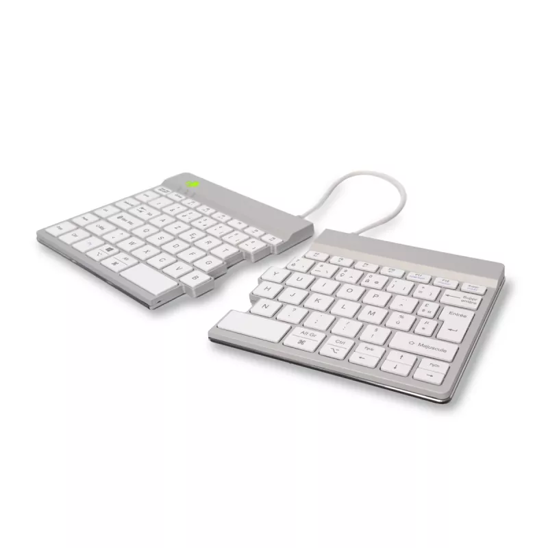 R-Go Tools ergonomická klávesnica R-Go Split Break so softvérom na prestávky, ergonomická delená klávesnica, AZERTY (FR), Bluetooth, biela