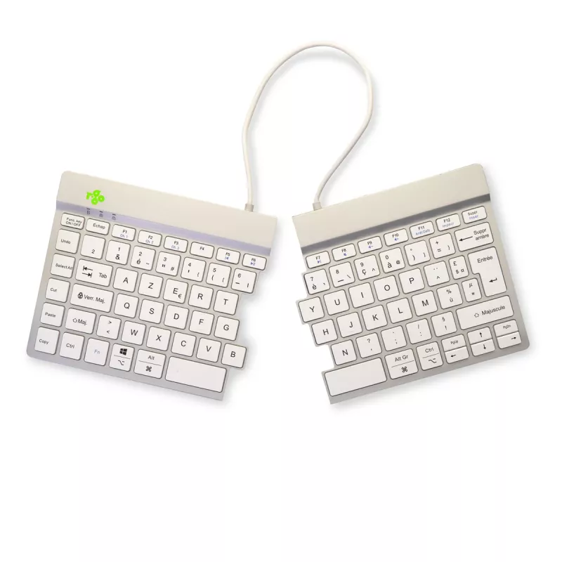R-Go Tools ergonomická klávesnica R-Go Split Break so softvérom na prestávky, ergonomická delená klávesnica, AZERTY (FR), Bluetooth, biela