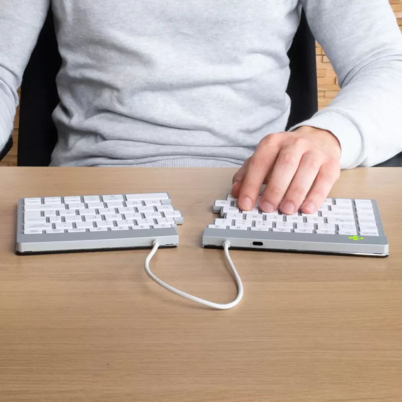 R-Go Tools ergonomická klávesnica R-Go Split Break so softvérom na prestávky, ergonomická delená klávesnica, AZERTY (FR), Bluetooth, biela