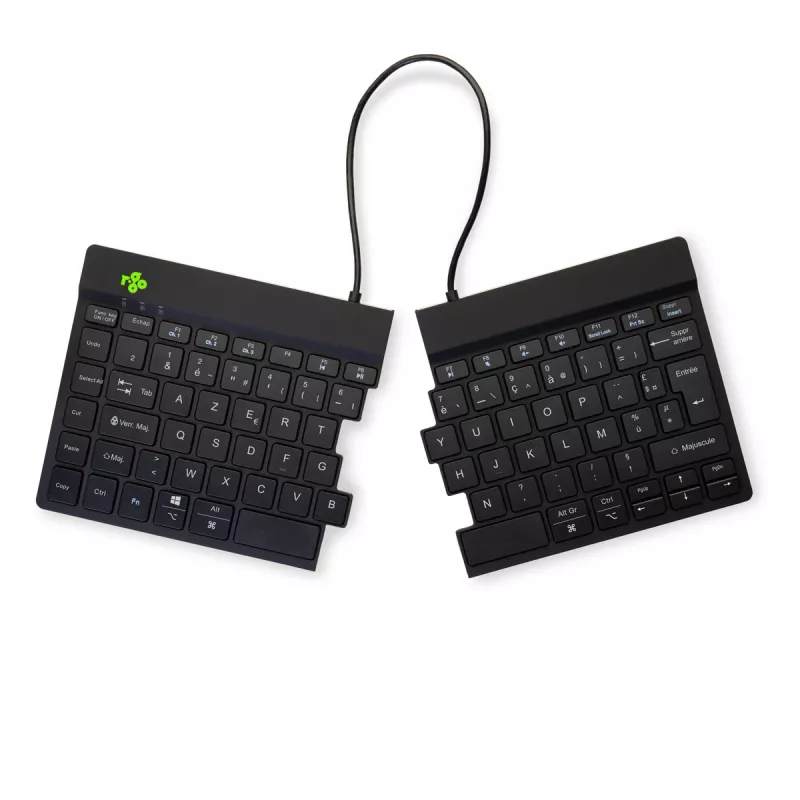 R-Go Tools ergonomická klávesnica R-Go Split Break so softvérom na prestávky, ergonomická delená klávesnica, AZERTY (FR), Bluetooth, čierna