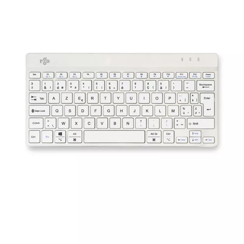 R-Go Tools ergonomická klávesnica R-Go Compact Break, kompaktná klávesnica so softvérom na prestávky, AZERTY (BE), Bluetooth, biela