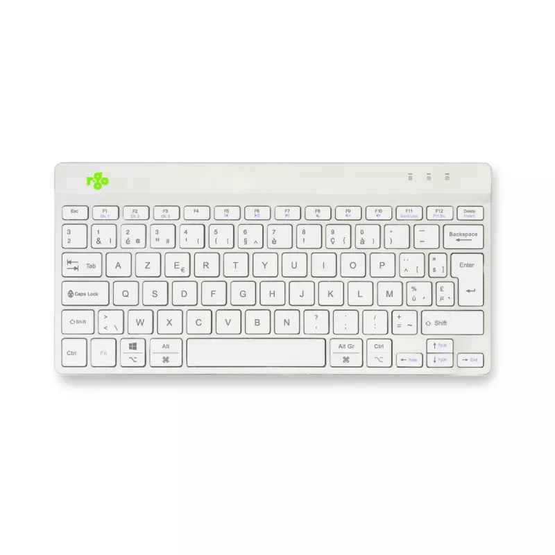 R-Go Tools ergonomická klávesnica R-Go Compact Break, kompaktná klávesnica so softvérom na prestávky, AZERTY (BE), Bluetooth, biela
