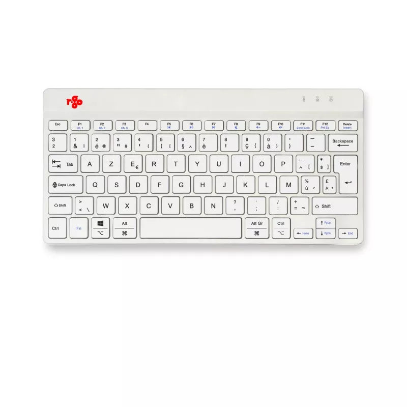 R-Go Tools ergonomická klávesnica R-Go Compact Break, kompaktná klávesnica so softvérom na prestávky, AZERTY (BE), Bluetooth, biela