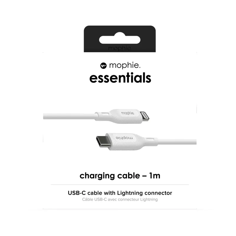 mophie essentials Lightning na USB-C | nabíjací kábel (1M) biela