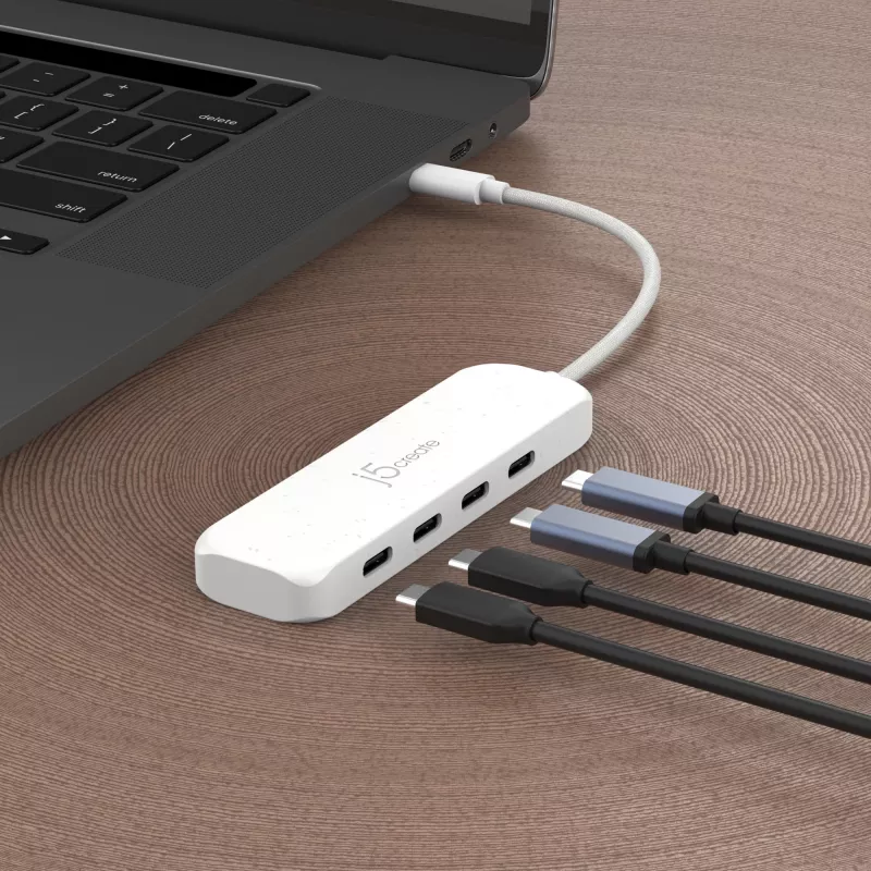 j5create ekologický USB-C na 4-portový Type-C Gen 2 hub
