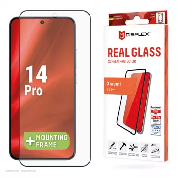Ochranné sklo displeja e.v.i. Displex Full Cover (10H) pre Xiaomi 14 Pro, tvrdené sklo, Eco montážny rámik, čierna/transparentná