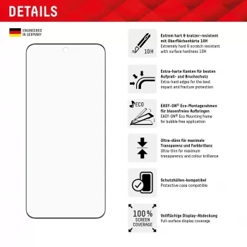 Ochranné sklo displeja e.v.i. Displex Full Cover (10H) pre Xiaomi 14 Pro, tvrdené sklo, Eco montážny rámik, čierna/transparentná