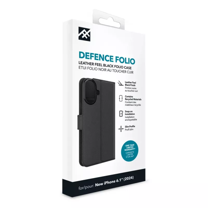 iFrogz 302315354 Defence puzdro Folio pre Apple iPhone 16, čierne