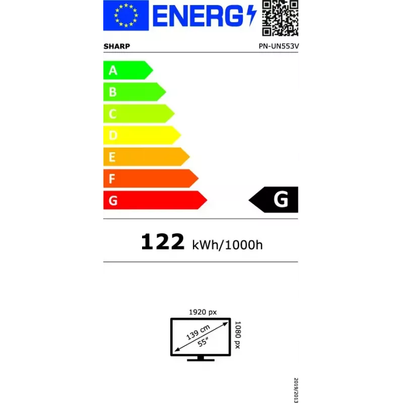 LCD interiérový displej Sharp PN-UN553V 55 palcov Full HD (1920×1080), IPS, 500 cd/m², 3500:1, VESA