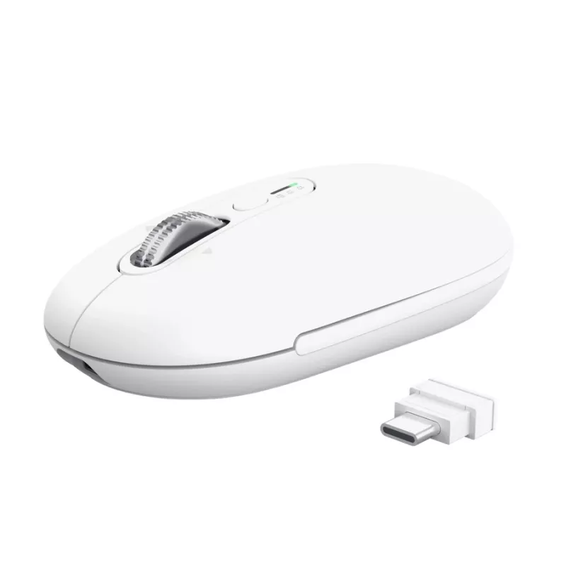 Bezdrôtová kancelárska myš TRUST Seron slim Multi – obojručná, RF + Bluetooth, optická 3200 DPI, 7 tlačidiel, biela