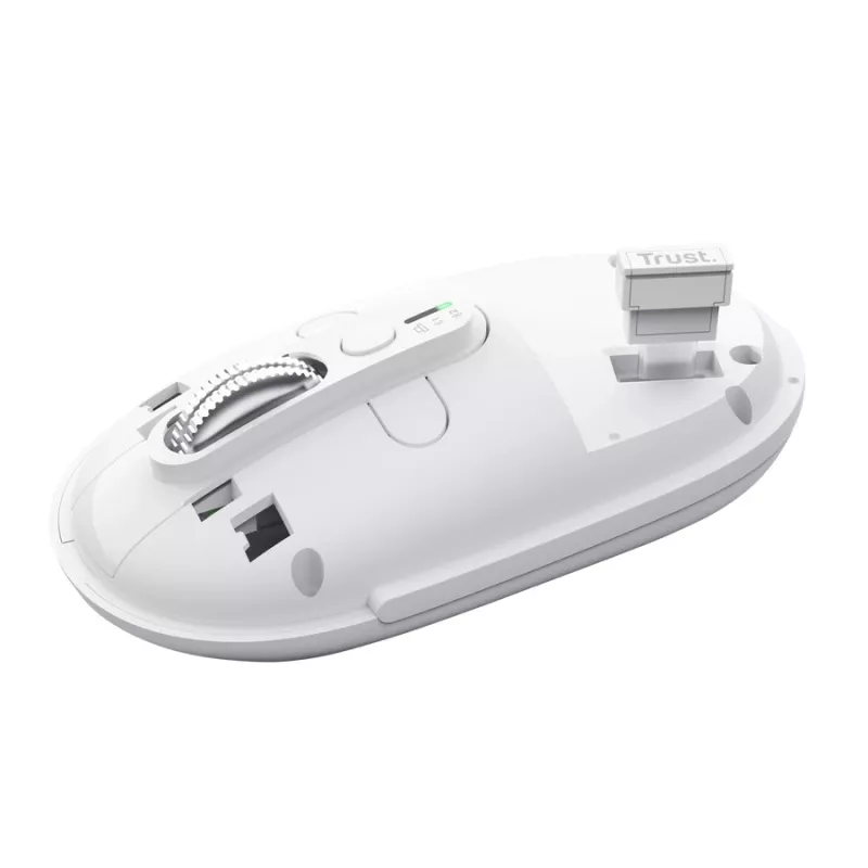 Bezdrôtová kancelárska myš TRUST Seron slim Multi – obojručná, RF + Bluetooth, optická 3200 DPI, 7 tlačidiel, biela