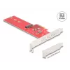 DeLOCK Interný M.2 adaptér 90889 PCIe 5.0 červený nehrdzavejúca oceľ