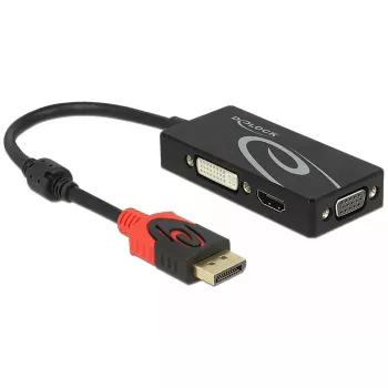 Delock 62902 adaptér DisplayPort 1.2 na VGA / HDMI / DVI, 4K, pasívny, čierny