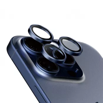 PanzerGlass Hoops ochrana kamery iPhone 15 Pro 15 Pro Max modrá titánium odolná proti poškriabaniu nárazuvzdorná