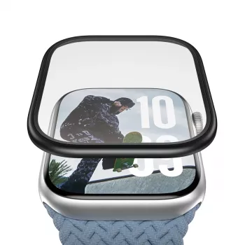 Ochrana displeja PanzerGlass čierny kovový rám pre Apple Watch (model PG38147)