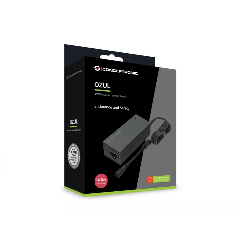 Conceptronic OZUL08B10 90W univerzálna nabíjačka na notebook, vrátane 10 nabíjacích hrotov