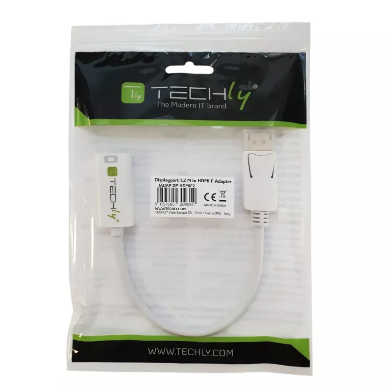 Techly DisplayPort 1.2 konektor samec / HDMI konektor samica adaptér 15 cm biely IADAP DP-HDMIF2