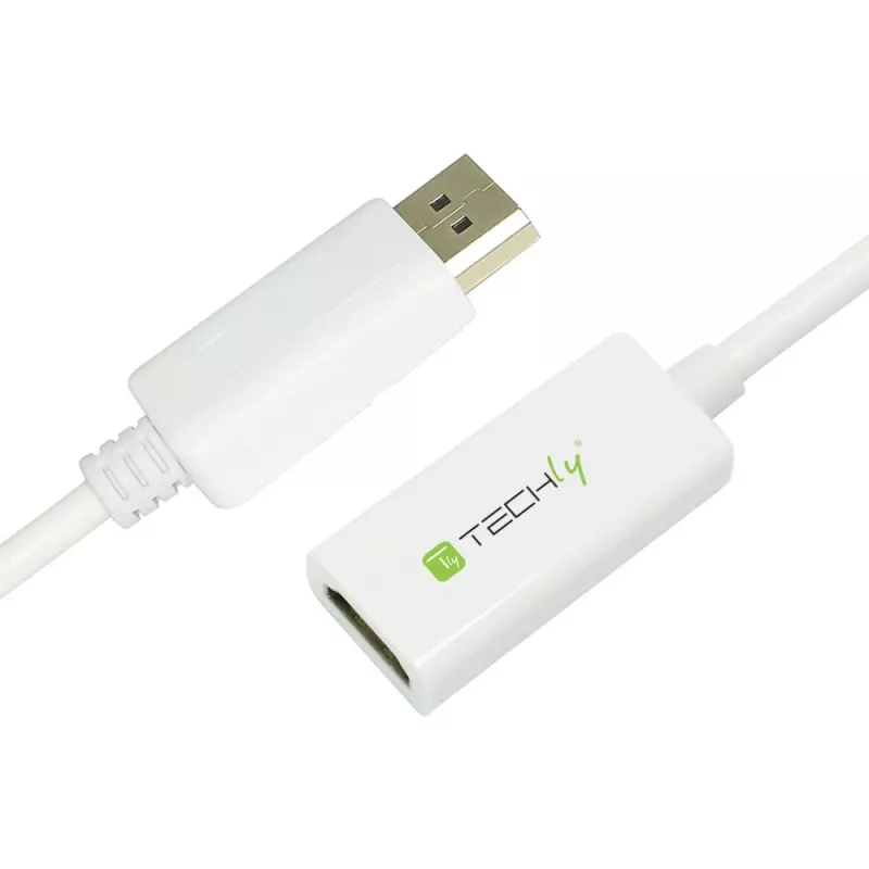 Techly DisplayPort 1.2 konektor samec / HDMI konektor samica adaptér 15 cm biely IADAP DP-HDMIF2