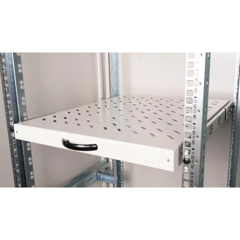 Posuvný regál EQUIP 19 palcov, 1U, hĺbka 800 mm, svetlosivá