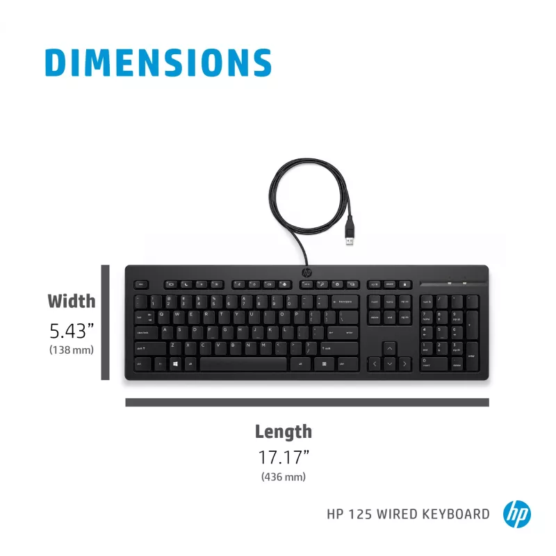 HP 125 Káblová klávesnica Full-Size USB Membránová QWERTY čierna