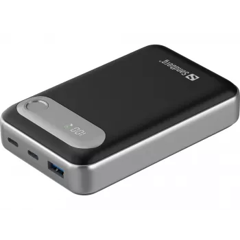 Sandberg Travel Powerbank 20000 PD35W, 20000 mAh, Lithium-Polymer (LiPo), 3.7 V, čierna, strieborná