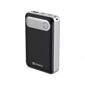 Sandberg Travel Powerbank 20000 PD35W, 20000 mAh, Lithium-Polymer (LiPo), 3.7 V, čierna, strieborná