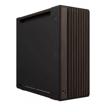 PC skriňa ASUS ProArt PA602 Wood Edition Midi Tower — čierna & drevo, podporuje ATX/EATX, 2x200 mm vpredu, 1x140 mm vzadu