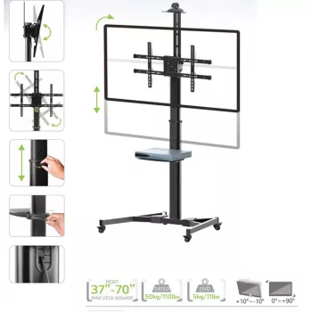 Techly ICA-TR46 multimediálny vozík/stojan čierny plochý monitor