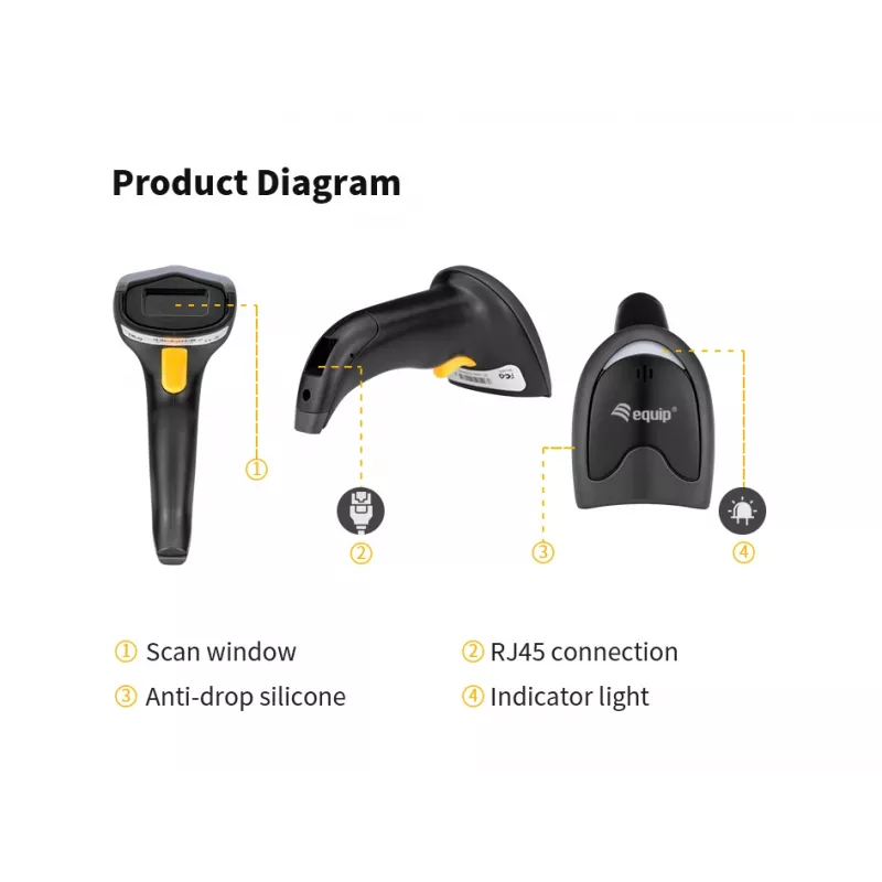 Equip USB 2D čítač kódov, so stojanom