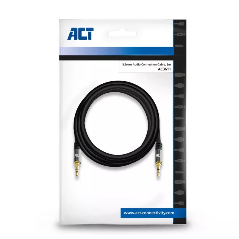 ACT 3 metre kvalitný stereo audio prepojovací kábel 3,5 mm jack konektor - konektor