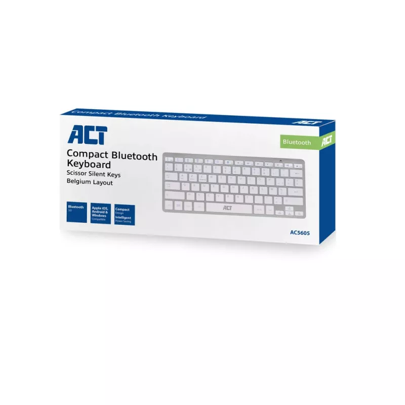 ACT prenosná Bluetooth klávesnica Azerty/BE-layout bezdrôtová biela 75%