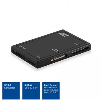 ACT USB 3.0 čítačka kariet AC6370 CF MMC MS Duo MicroSD SDHC čierna