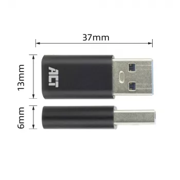 Adaptér USB-A konektor samec na USB-C konektor samica ACT AC7376 čierny