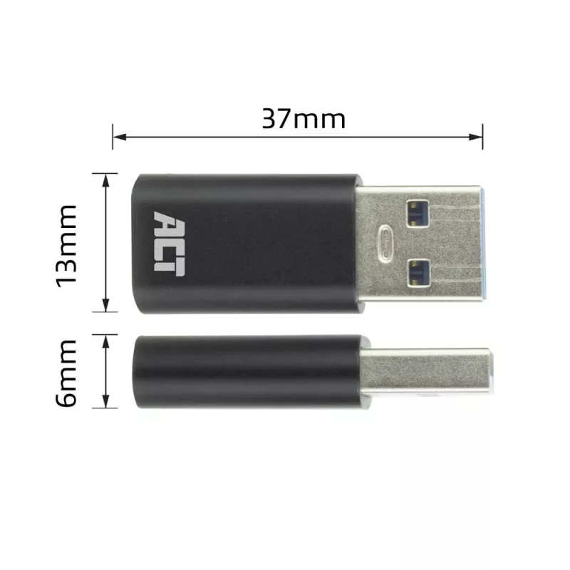 Adaptér USB-A konektor samec na USB-C konektor samica ACT AC7376 čierny