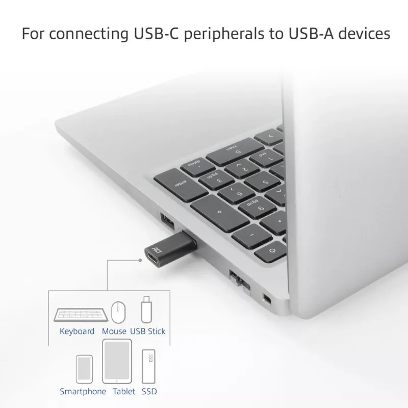 Adaptér USB-A konektor samec na USB-C konektor samica ACT AC7376 čierny