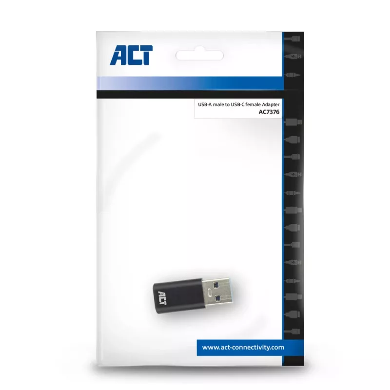 Adaptér USB-A konektor samec na USB-C konektor samica ACT AC7376 čierny