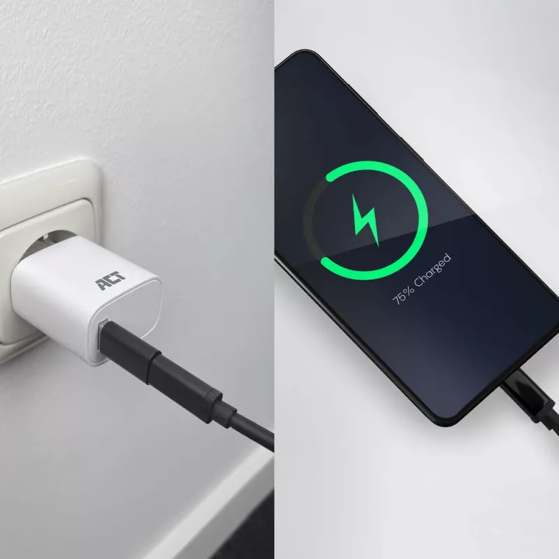 Adaptér USB-A konektor samec na USB-C konektor samica ACT AC7376 čierny