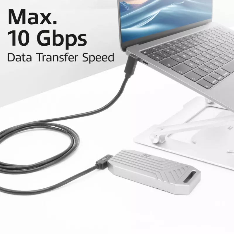 ACT USB 3.0 10 Gbit/s 60 W kábel USB Type-C (ľavý/pravý zahnutý) na USB Type-C (horný/dolný zahnutý), 1 meter