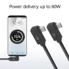 ACT USB 3.0 10Gbps 60W kábel USB Type-C (ľavý/pravý zahnutý) na USB Type-C (ľavý/pravý zahnutý), 0,5 metra