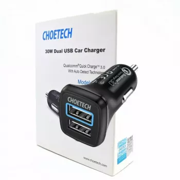 Napájací zdroj CHOETECH C0051 dual USB-A 36W QC3.0, čierny