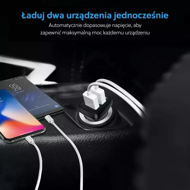 Napájací zdroj CHOETECH C0051 dual USB-A 36W QC3.0, čierny