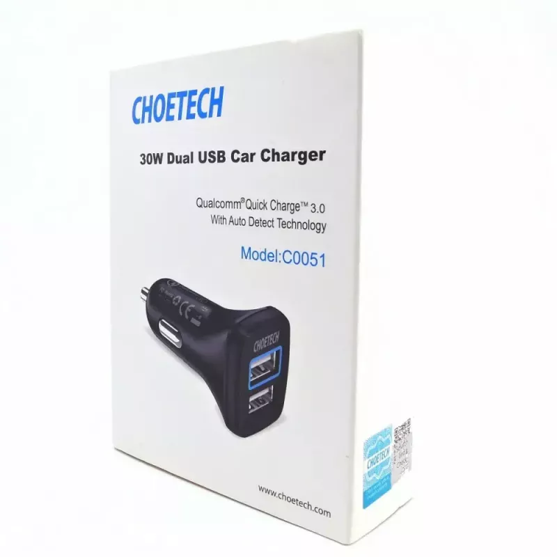 Napájací zdroj CHOETECH C0051 dual USB-A 36W QC3.0, čierny