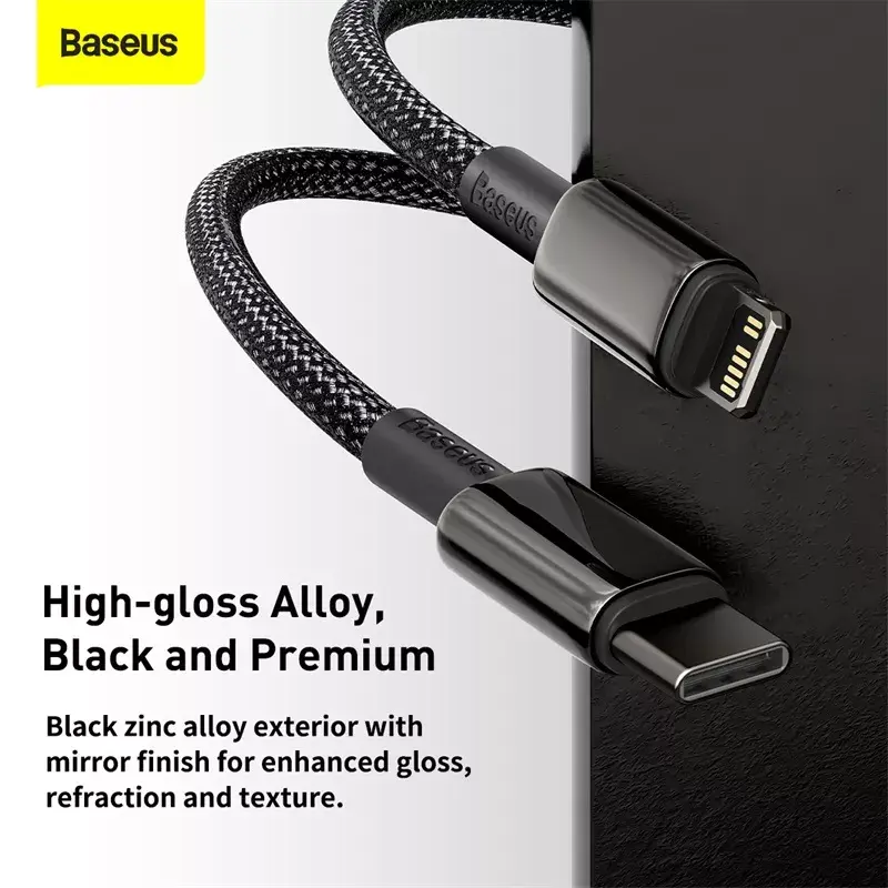 Kábel Baseus Tungsten Gold 1 m čierny Lightning na USB C