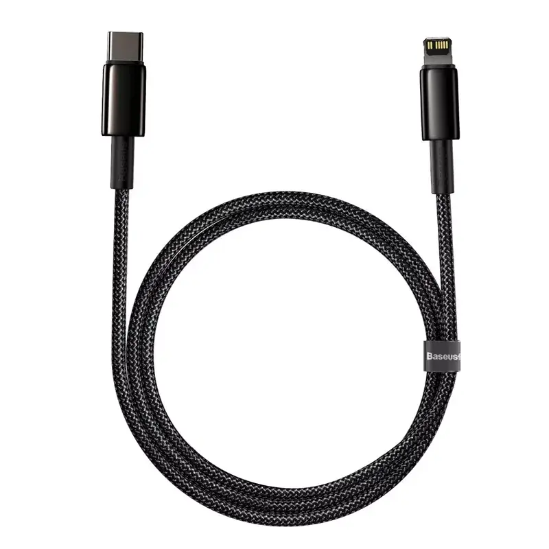 Kábel Baseus Tungsten Gold 1 m čierny Lightning na USB C