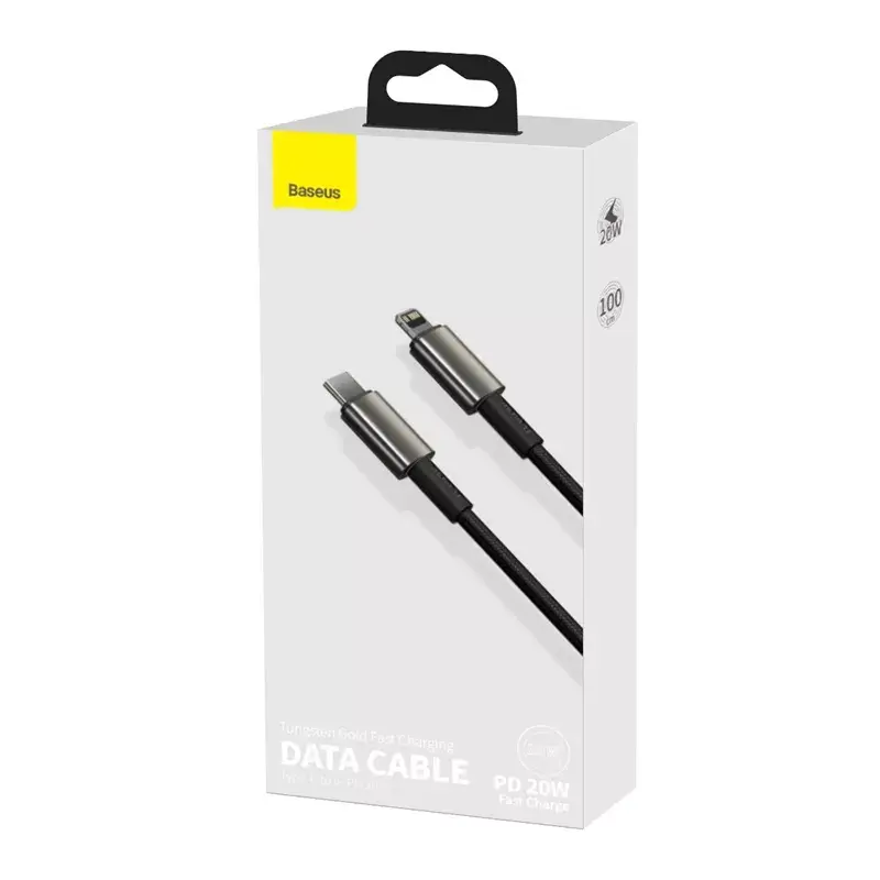 Kábel Baseus Tungsten Gold 1 m čierny Lightning na USB C