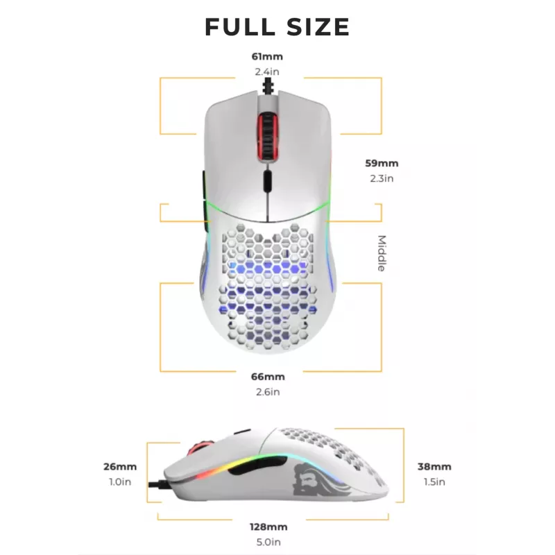 Glorious Gaming Glorious Model O Mouse Regular (biela), pre pravákov, optická, USB typu A, 12000 DPI, biela