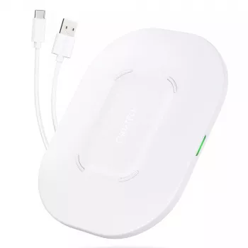 Bezdrôtová nabíjacia podložka CHOETECH T550-F-v2 15W biela — Qi kompatibilná 15W rýchla bezdrôtová nabíjačka