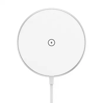 Bezdrôtová magnetická nabíjačka CHOETECH T580 15W biela — magnetická Qi bezdrôtová nabíjacia podložka