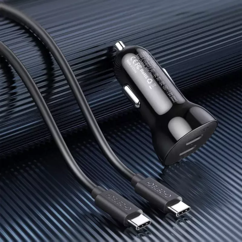 Nabíjačka do interiéru Choetech TC0008 čierna zapaľovač rýchle nabíjanie