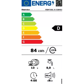 Zabudovateľná umývačka riadu Electrolux EES47320L 13 súprav 44 dB